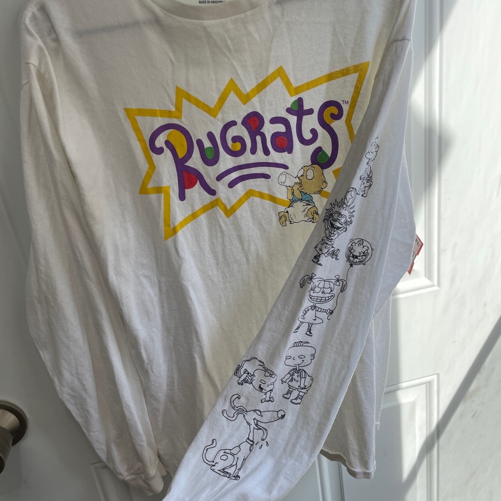 Nickelodeon White Rugrats Long-Sleeve Tee with Colorful Logo